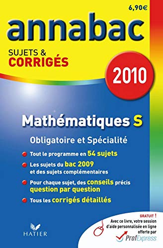 Beispielbild fr Mathmatiques S Enseignement obligatoire et de spcialit : Sujets et corrigs 2010 zum Verkauf von Ammareal
