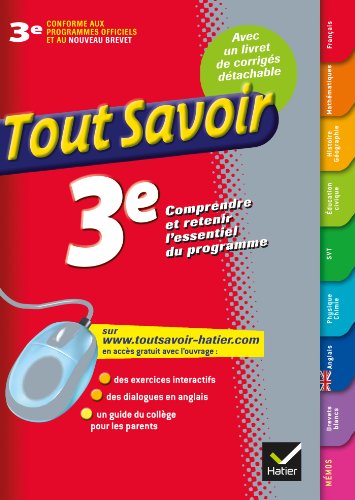 Beispielbild fr Toutes les matires 3e - Tout savoir: Ouvrage de rvision et d'entranement zum Verkauf von Ammareal