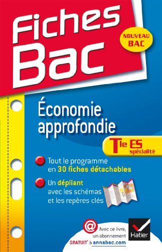 Imagen de archivo de Fiches Bac conomie approfondie Tle ES: Fiches de cours - Terminale ES a la venta por Ammareal