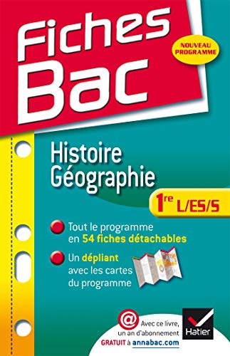 Beispielbild fr Fiches Bac Histoire-Gographie 1re L,ES,S: Fiches de cours (Histoire et Gographie) - Premire sries gnrales zum Verkauf von Ammareal