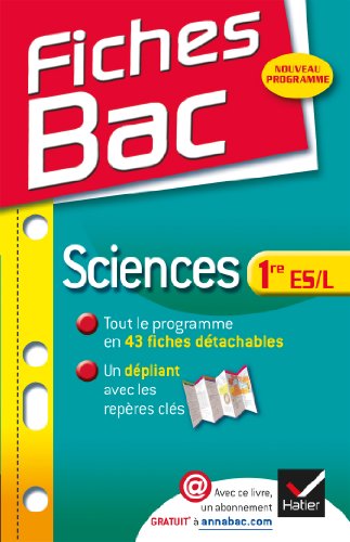 Stock image for Fiches Bac Sciences 1re ES, L: Fiches de cours - Premire ES, L for sale by Ammareal