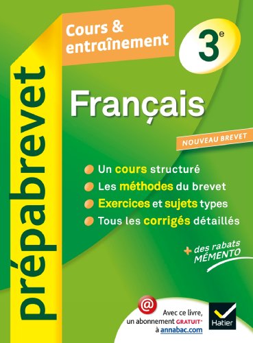 Beispielbild fr Franais 3e - Prpabrevet Cours & entranement: Cours, mthodes et exercices brevet - Troisime zum Verkauf von Ammareal