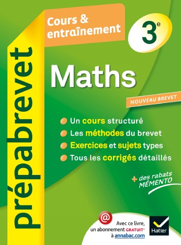 Stock image for Maths 3e - Pr pabrevet Cours & entraînement: Cours, m thodes et exercices brevet - Troisi me (Pr pabrevet (2)) for sale by HPB-Red