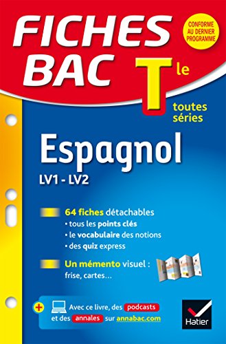 Stock image for Fiches bac Espagnol Tle (LV1 & LV2): fiches de rvision - Terminale toutes sries for sale by Ammareal