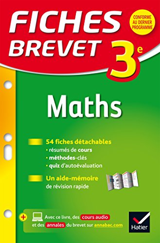 Beispielbild fr Fiches Brevet Maths 3e: fiches de rvision zum Verkauf von Ammareal