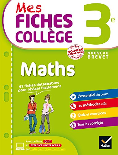 Imagen de archivo de Mes fiches collge Maths 3e: 40 fiches de rvision et 200 exercices corrigs a la venta por Ammareal