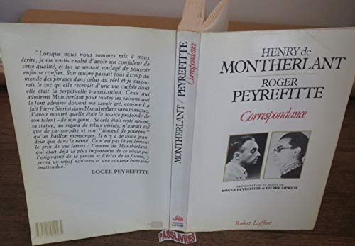 Montherlant-Peyrefitte-Correspondance (9782221012284) by Montherlant, Henry De; Peyrefitte, Roger