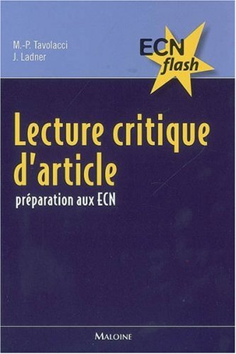 Stock image for Lecture critique d'article : Prparation aux ECN for sale by Ammareal