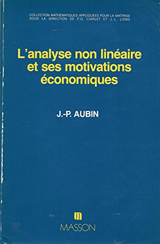 Imagen de archivo de L'Analyse non linaire et ses motivations conomiques a la venta por La bataille des livres