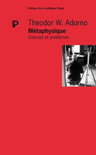 MÃ©taphysique (9782228901390) by Adorno, Theodor W.