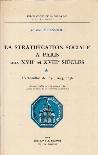 Beispielbild fr Recherches sur la stratification sociale a Paris aux XVIIe et XVIIIe siecles (Travaux du Centre de recherches sur la civilisation de l'Europe moderne) (French Edition) zum Verkauf von Better World Books