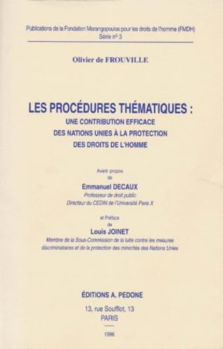 Stock image for Les procdures thmatiques Une contribution efficace des Nations for sale by Librairie La Canopee. Inc.