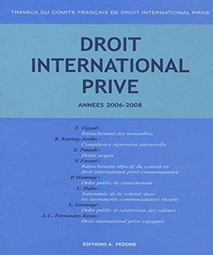 Beispielbild fr Droit international prive 2006 2207 2007 2008 zum Verkauf von Librairie La Canopee. Inc.