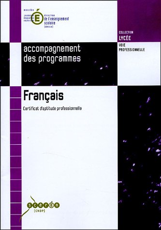 Beispielbild fr Francais : Certificat d'aptitude professionnelle zum Verkauf von Ammareal