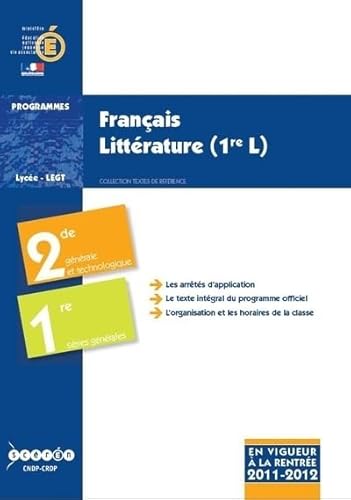 9782240031594: Franais Littrature 2e gnrale et technologique et 1e sries gnrales : Programmes