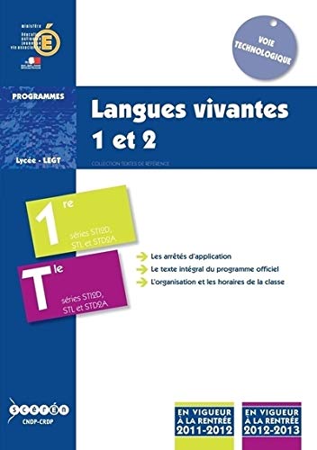 9782240032133: Langues vivantes 1 et 2 1e et Tle STI2D, STL et STD2A : Programmes