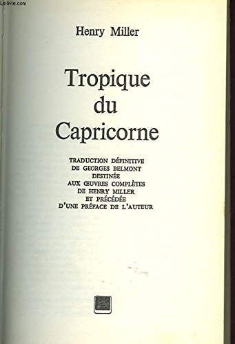 tropique du capricorne (9782245000533) by [???]