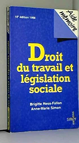 Imagen de archivo de DROIT DU TRAVAIL ET LEGISLATION SOCIALE a la venta por Librairie rpgraphic