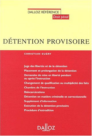Beispielbild fr Dtention provisoire. Edition 2001 zum Verkauf von medimops