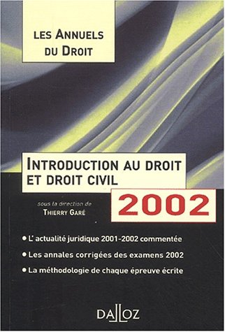 Beispielbild fr Introduction au droit et droit civil 2002 : L'essentiel de l'actualit juridique, mthodes et annales zum Verkauf von Ammareal