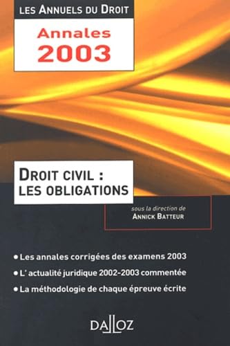 Imagen de archivo de Droit civil : Les obligations 2002 : L'essentiel de l'actualit juridique, mthodes et annales a la venta por medimops