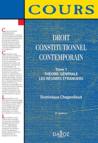 Stock image for Droit constitutionnel contemporain : Tome 1, thorie gnrale les rgimes trangers for sale by Ammareal