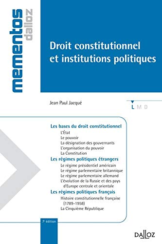 Beispielbild fr Droit constitutionnel et institutions politiques zum Verkauf von WorldofBooks