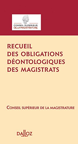 Beispielbild fr Recueil des obligations dontologiques des magistrats zum Verkauf von medimops