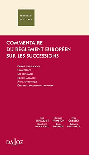 Stock image for Commentaire du rglement europen sur les successions for sale by Gallix