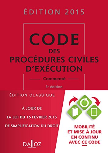 Imagen de archivo de Code des procdures civiles d'excution 2015 comment - 3e d. a la venta por Ammareal