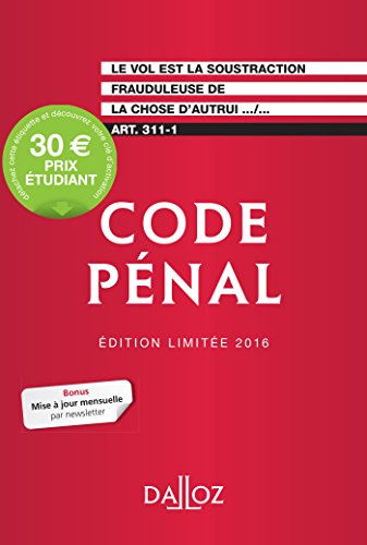 9782247153169: Code pnal 2016. dition limite - 113e d. (Codes Dalloz Universitaires et Professionnels)