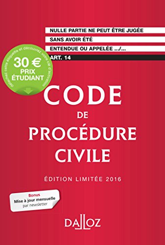 Imagen de archivo de Code de procdure civile 2016. dition limite - 107e d. a la venta por Ammareal