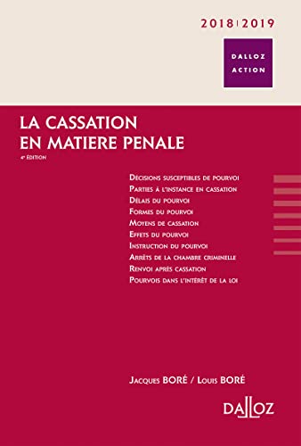 Stock image for La cassation en matire pnale. 2018/2019 - 4e d. for sale by medimops