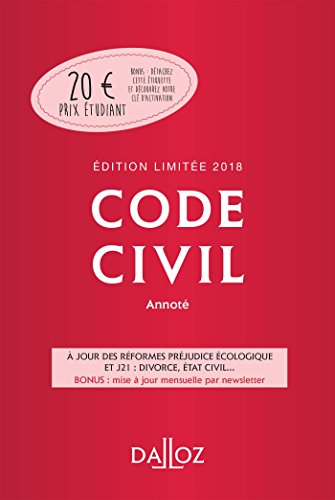 9782247169092: Code civil 2018 annot. dition limite - 117e d. (Codes Dalloz Universitaires et Professionnels) (French Edition)