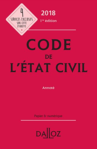 Stock image for Code de l'tat civil 2018, annot - Nouveaut for sale by Ammareal