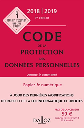 Imagen de archivo de Code de la protection des donnes personnelles 2018/2019 - 1re dition a la venta por Ammareal