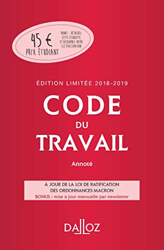 Stock image for Code du travail 2018-2019 annot, dition limite for sale by Ammareal