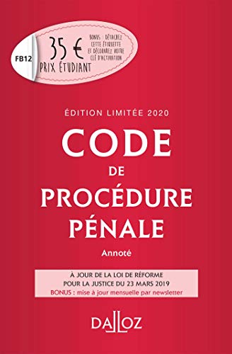 Stock image for Code de procdure pnale 2020 annot. dition limite - 61e d. for sale by Ammareal