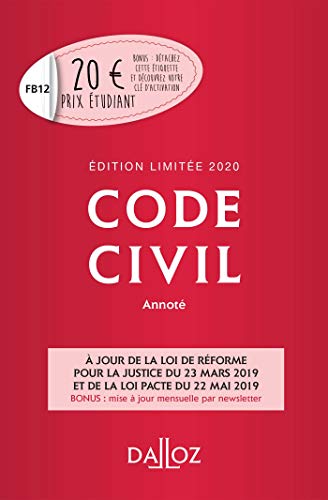 Stock image for Code civil 2020 annot. dition limite - 119e d. for sale by Ammareal