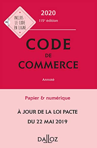 Beispielbild fr Code de commerce 2020, annot - 115e ed. zum Verkauf von Ammareal