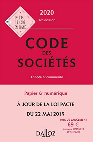 Stock image for Code des socits 2020, annot et comment - 36e ed. for sale by Ammareal