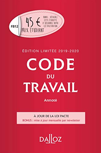 Stock image for Code du travail annot, dition limite 2019-2020 for sale by Ammareal