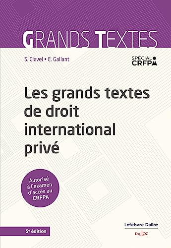 Stock image for Les grands textes de droit international priv © 5ed [FRENCH LANGUAGE - Soft Cover ] for sale by booksXpress