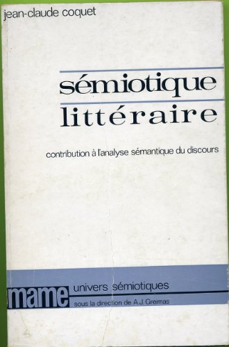 9782250005028: Semiotique Litteraire - Contribution A L'analyse Semantique Du Discours