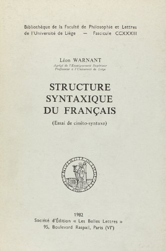 Stock image for Structure syntaxique du francais for sale by Asano Bookshop