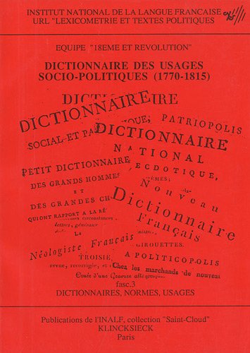 9782252026052: Dictionnaire des usages socio-politiques, 1770-1815