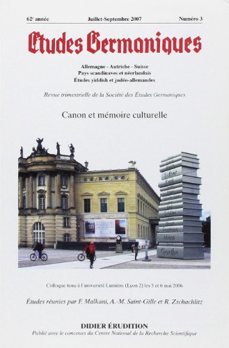 Beispielbild fr Etudes Germaniques 247 - 3/2007 (French Edition) zum Verkauf von Gallix
