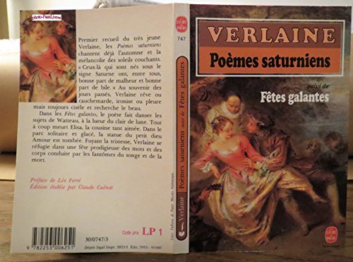 Beispielbild fr Pomes saturniens. (suivi de) Ftes galantes zum Verkauf von Librairie Th  la page