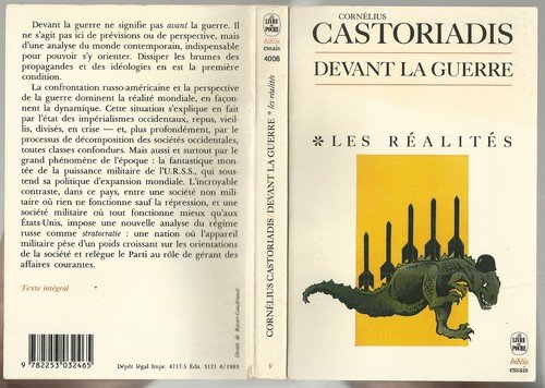 Stock image for DEVANT LA GUERRE TOME 1. LES REALITES for sale by Librairie rpgraphic