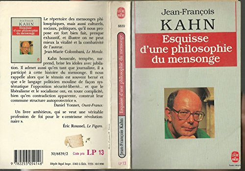 Stock image for Esquisse d'une philosophie du mensonge for sale by Ammareal